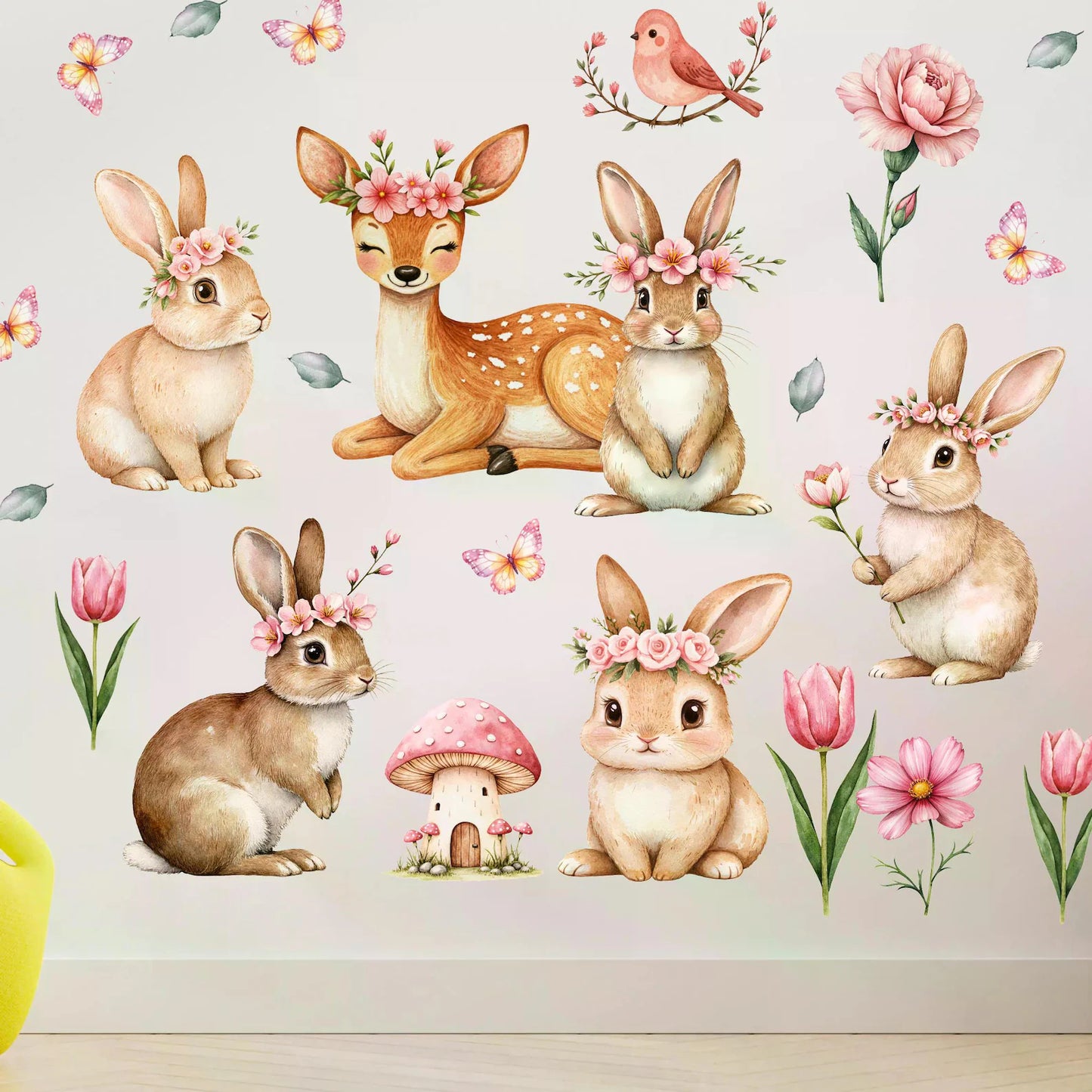 Floral Bunny Wall Decals