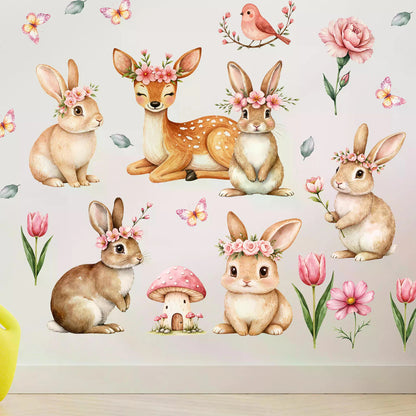Floral Bunny Wall Decals
