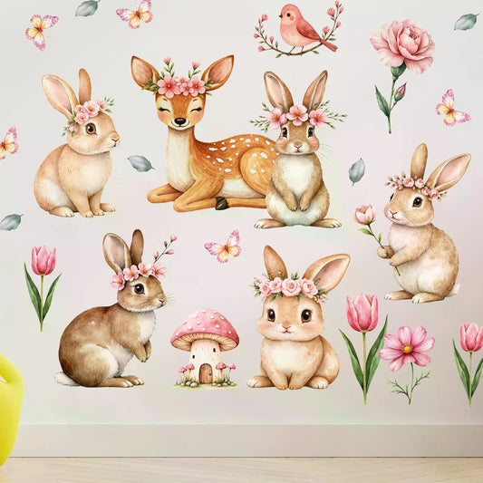 Floral Bunny Wall Decals