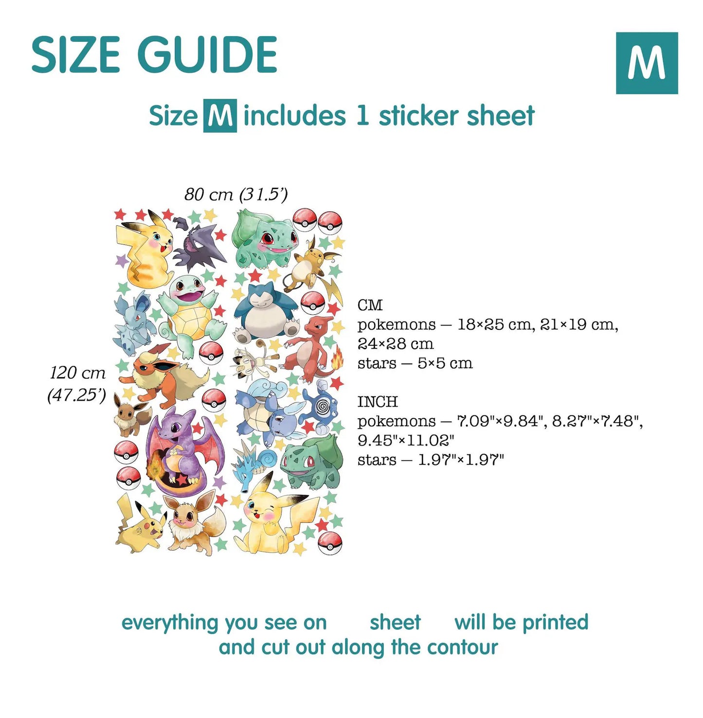 pikachu Wall Decal 11.75
