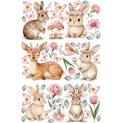 Floral Bunny Wall Decals
