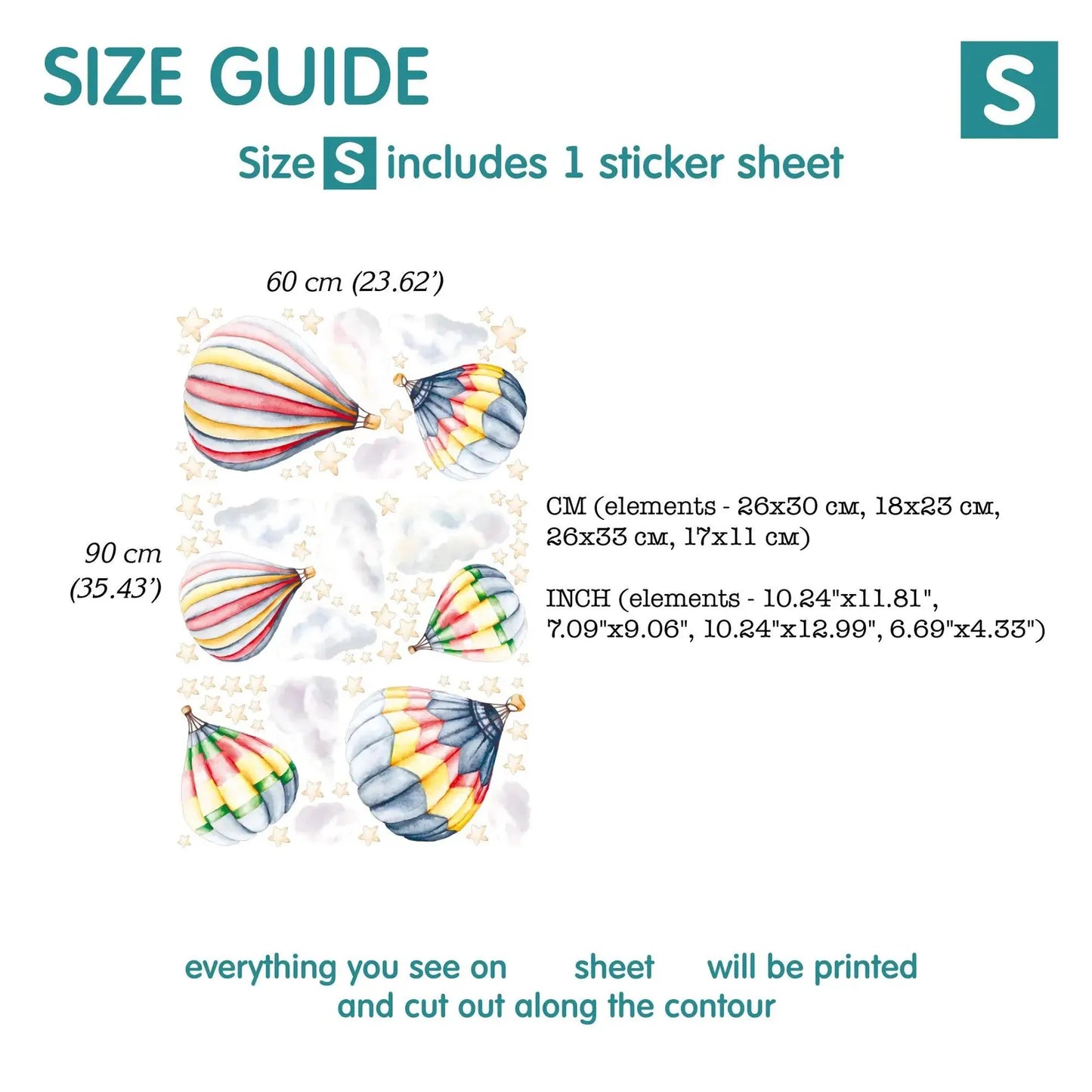 Hot Air Balloon Wall Decals 2.12