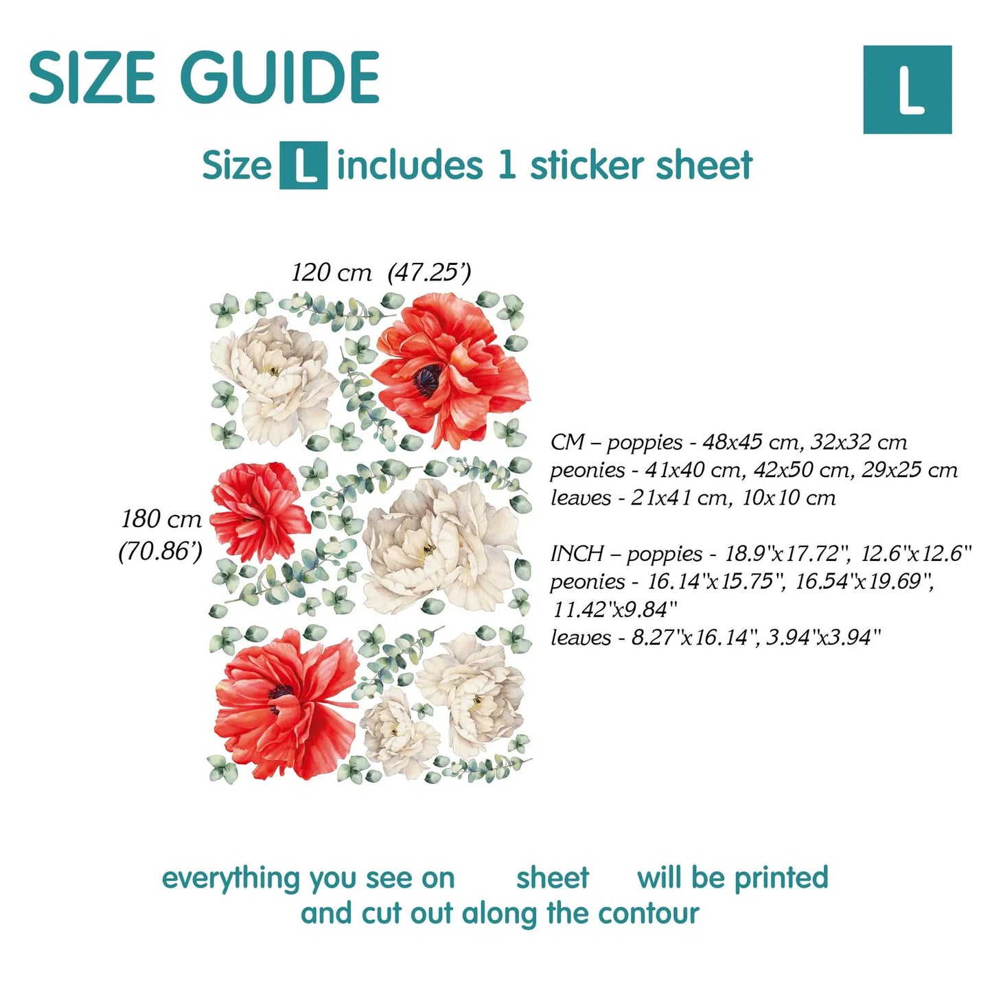Red and White Floral Wall Decals