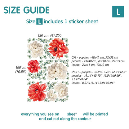 Red and White Floral Wall Decals