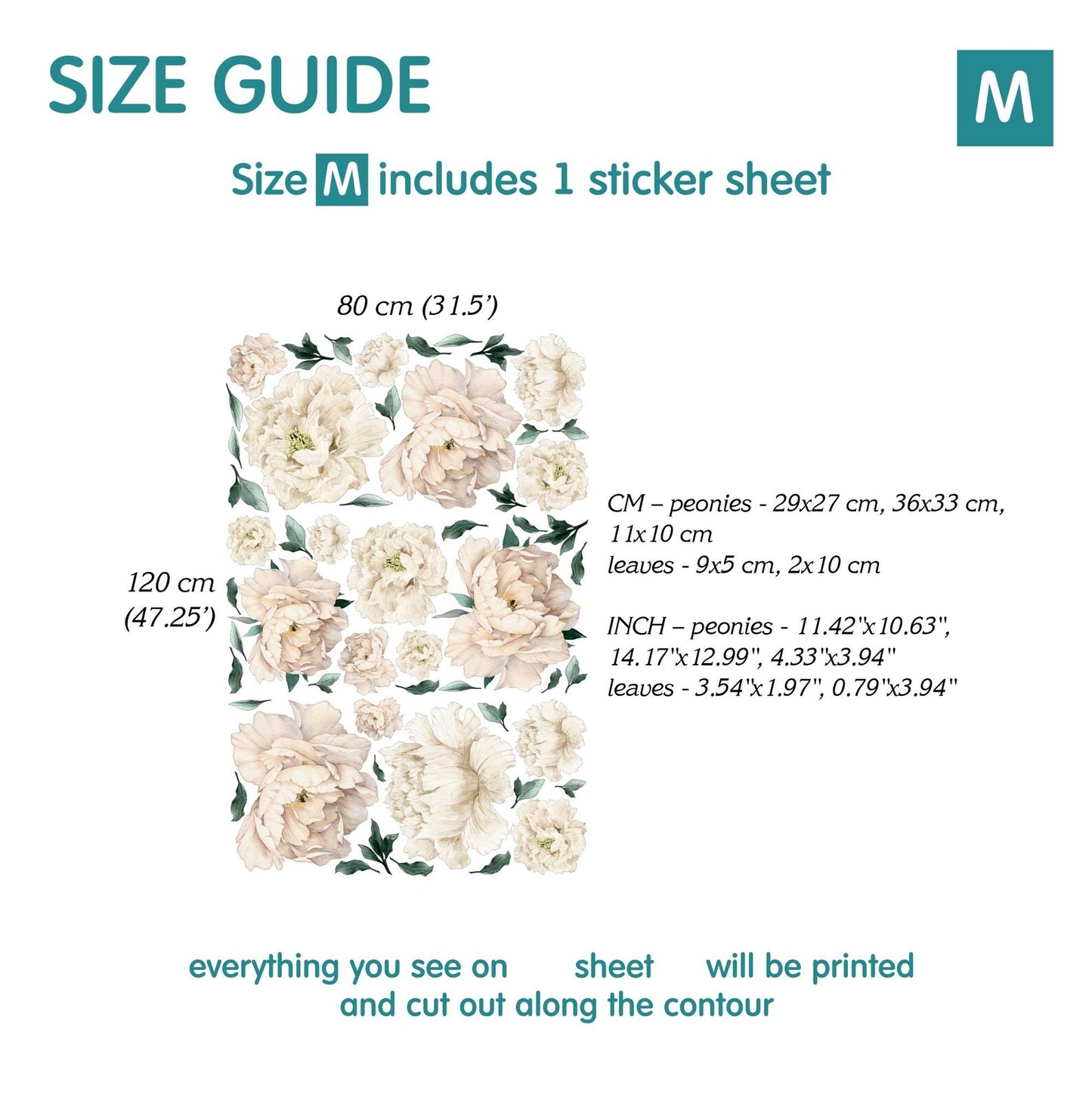 Peony Wall Decals 6.4