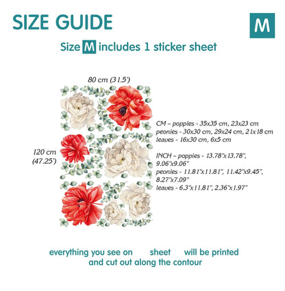 Red and White Floral Wall Decals