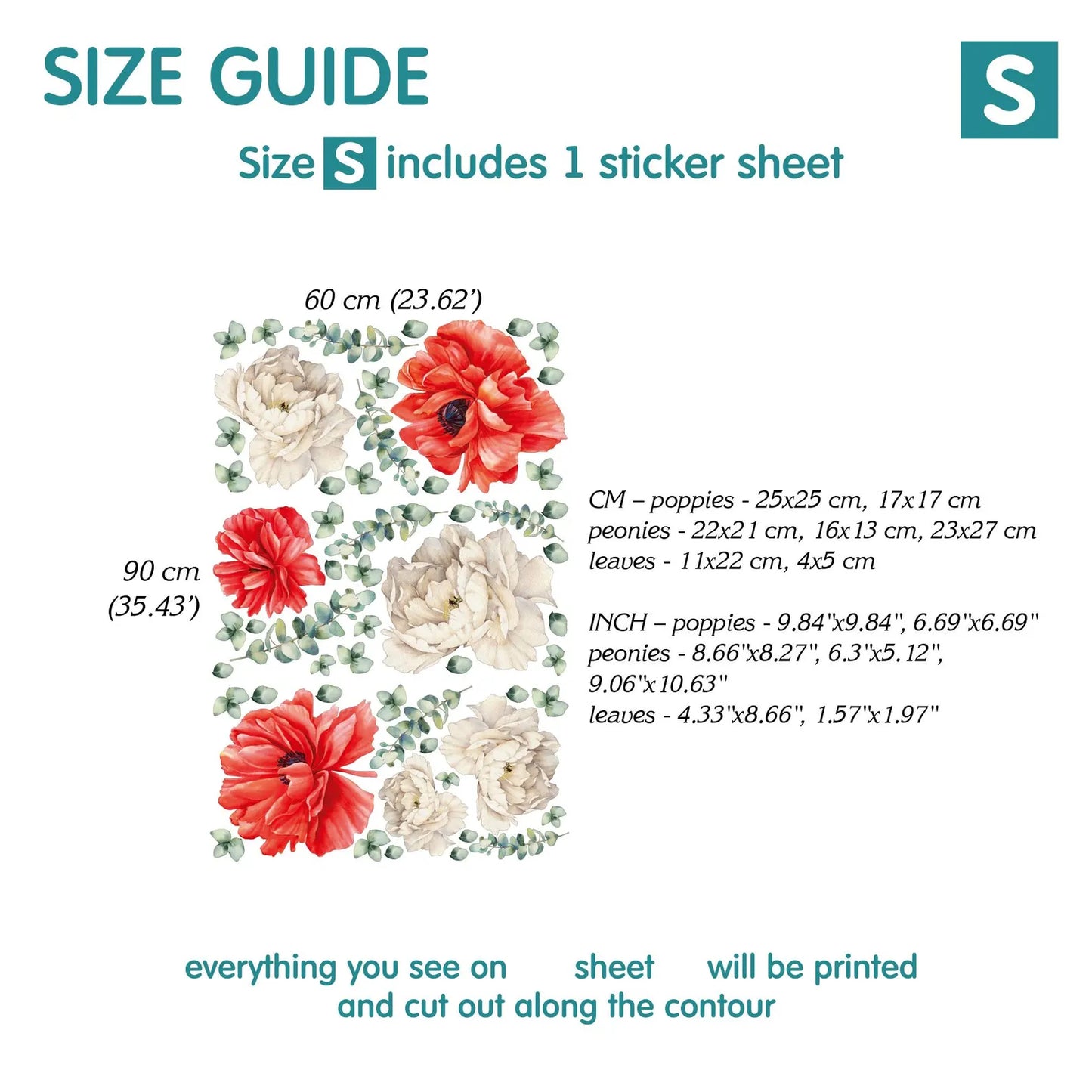 Red and White Floral Wall Decals