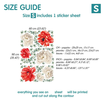Red and White Floral Wall Decals