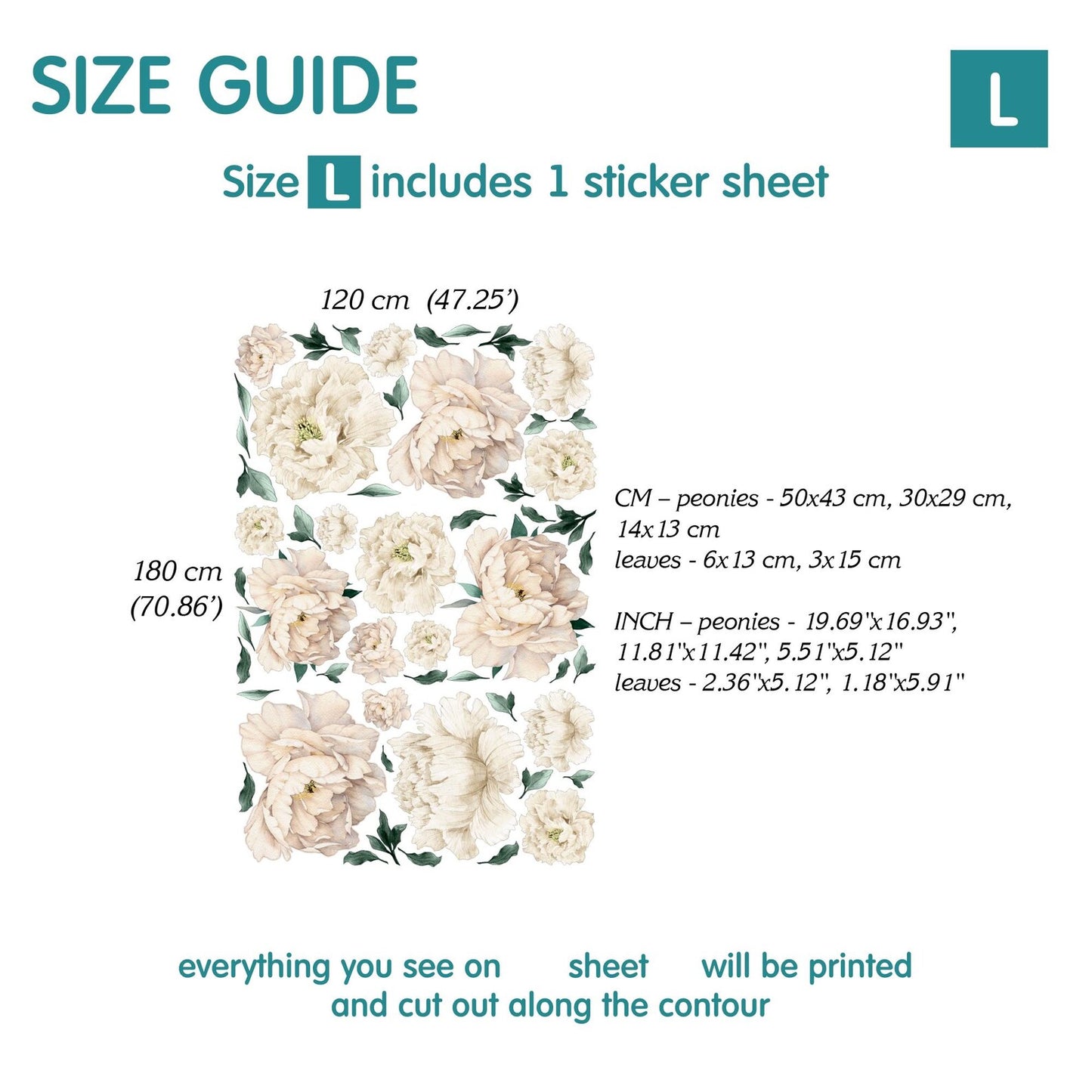 Peony Wall Decals 6.4