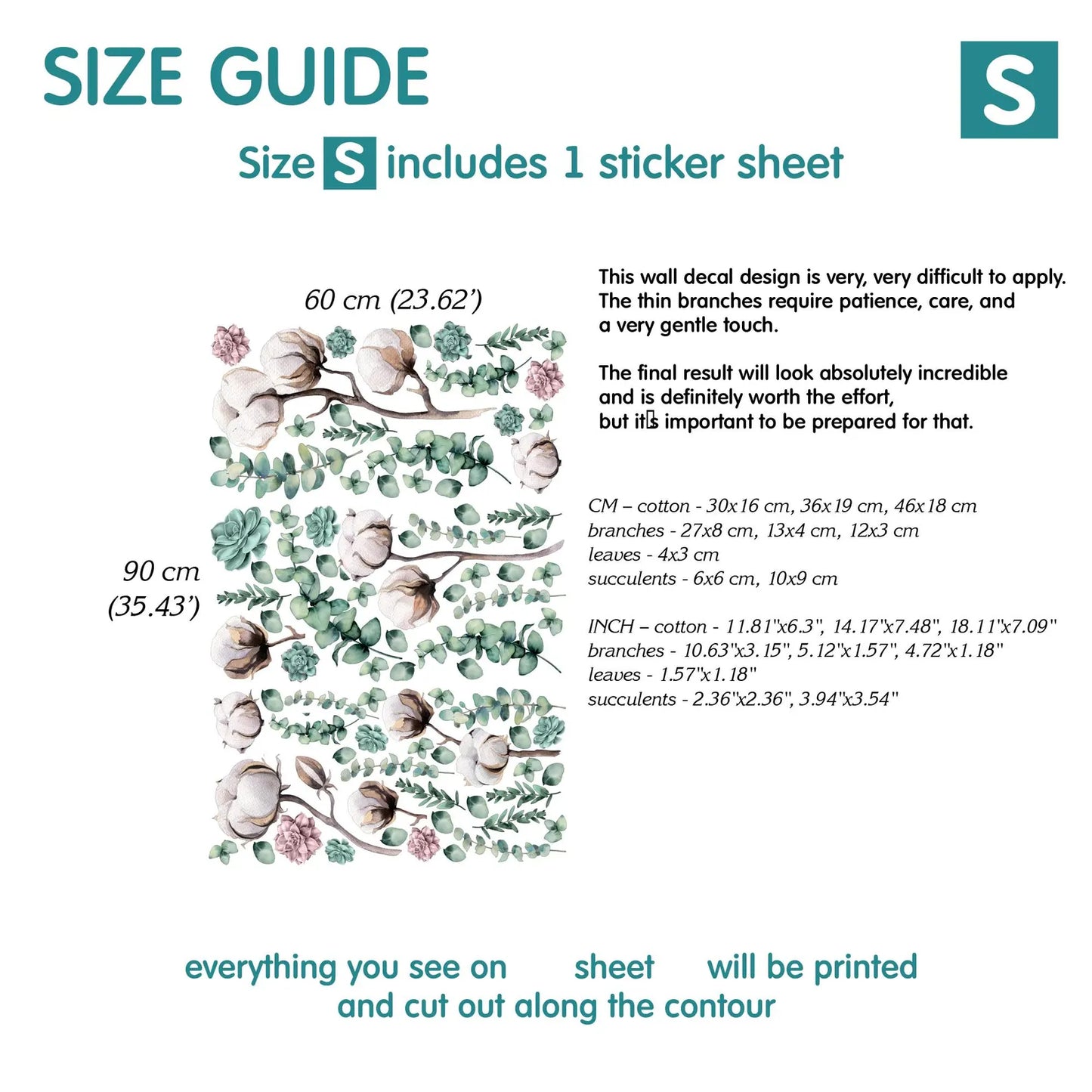 Cotton and Eucalyptus Wall Decals