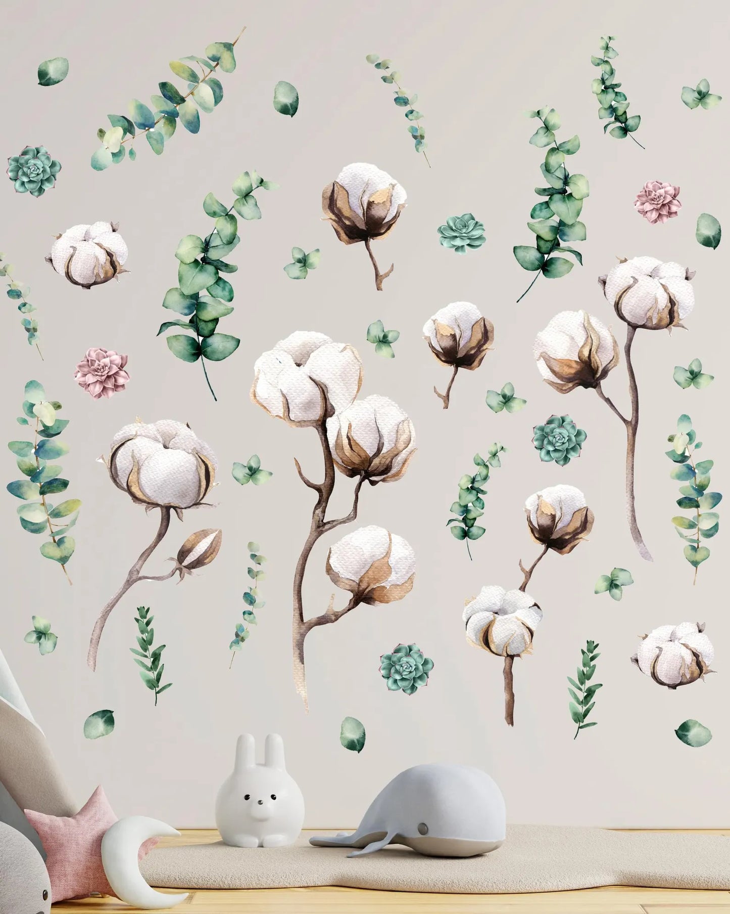 Cotton and Eucalyptus Wall Decals