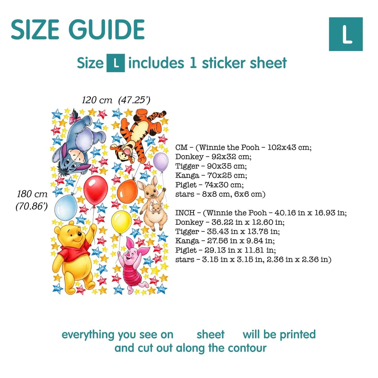 Winnie Pooh Friends Wall Decal 11.9
