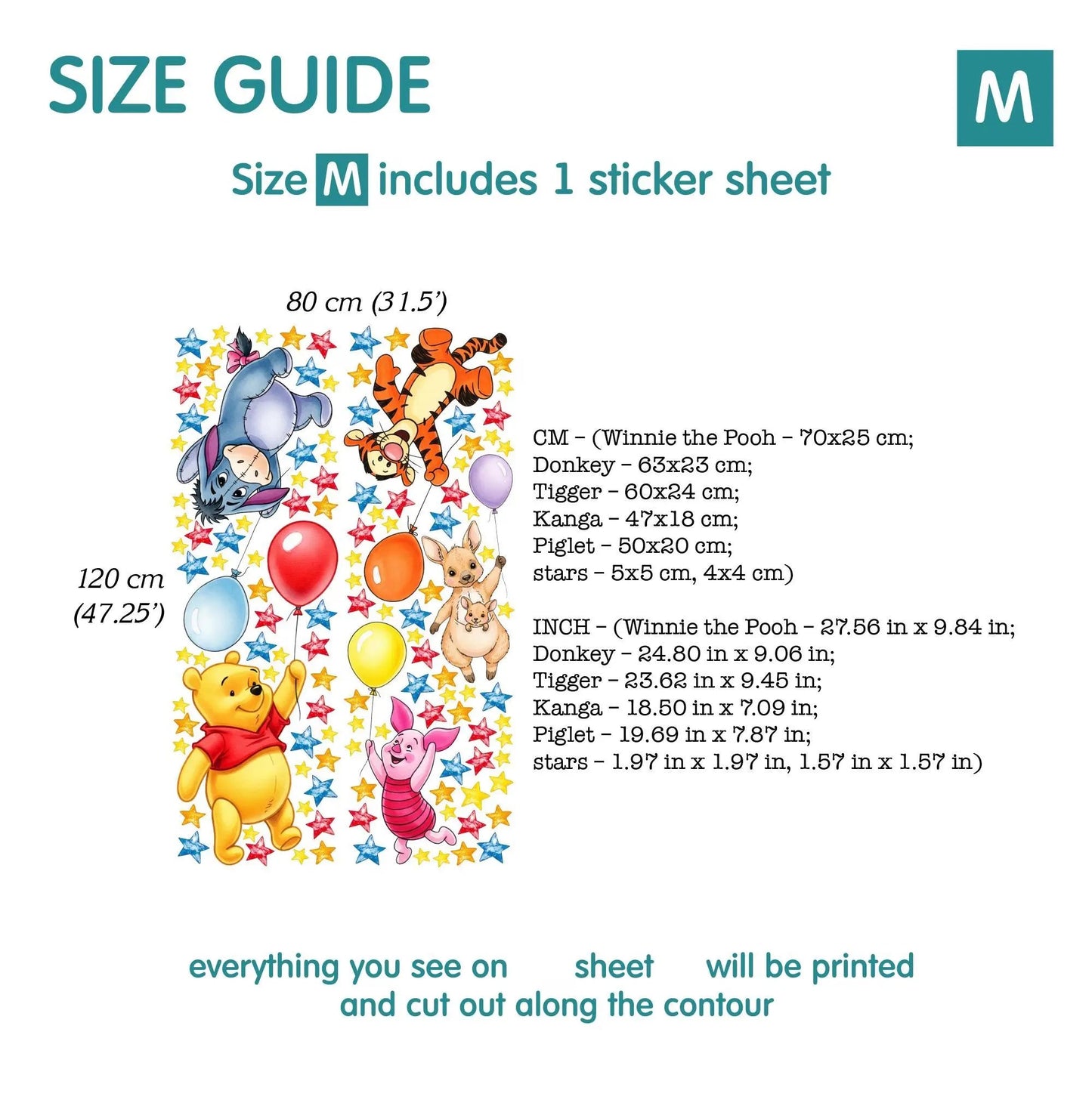 Winnie Pooh Friends Wall Decal 11.9