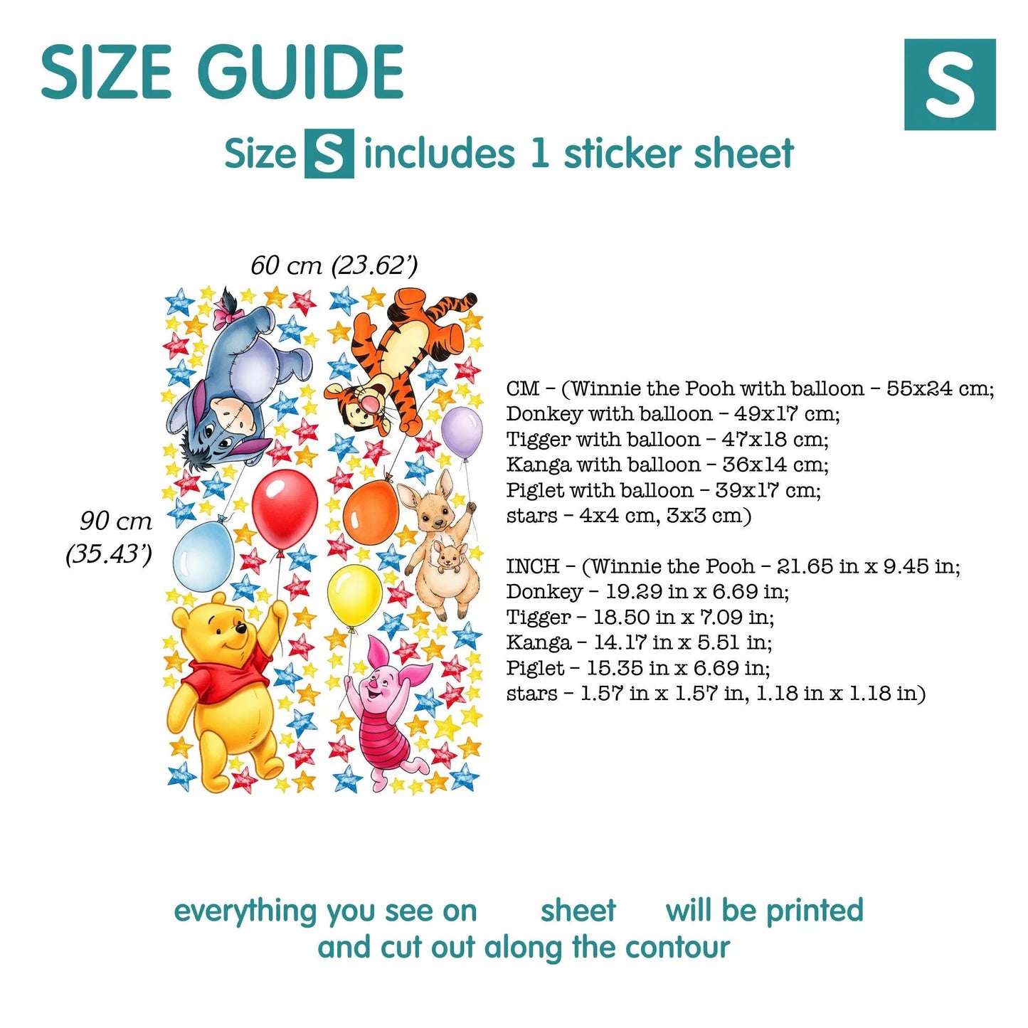 Winnie Pooh Friends Wall Decal 11.9