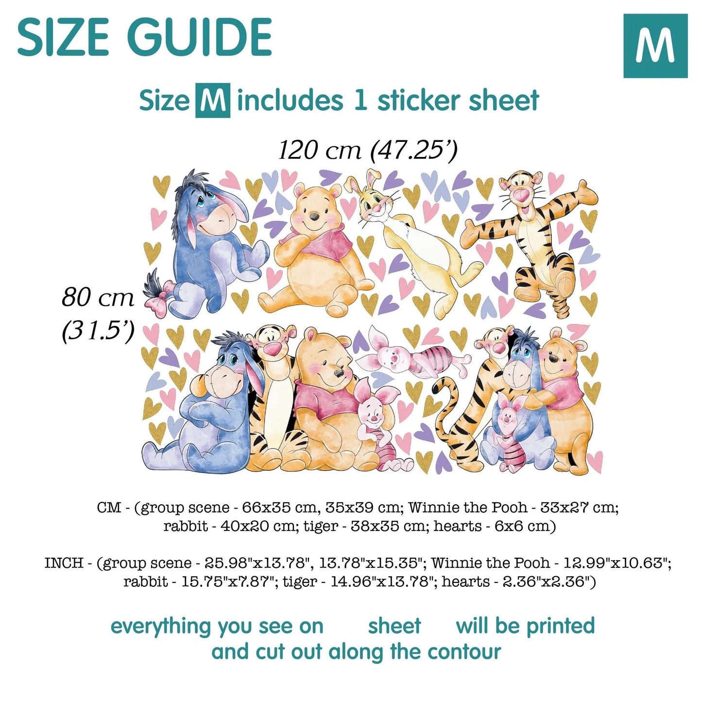 Winnie Pooh Friends  Wall Decal 8.6
