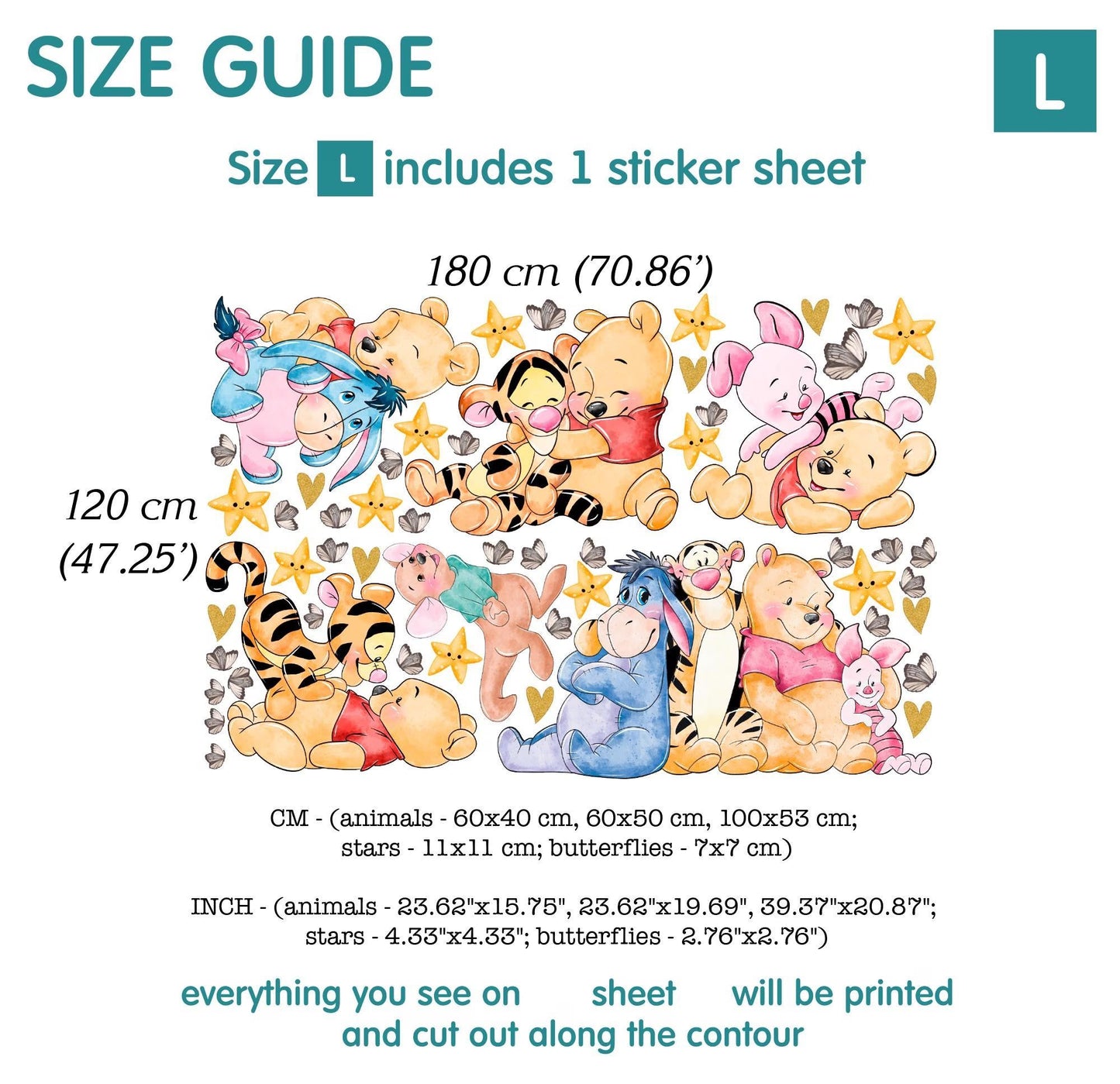 Winnie Pooh Friends Wall Decal 11.6