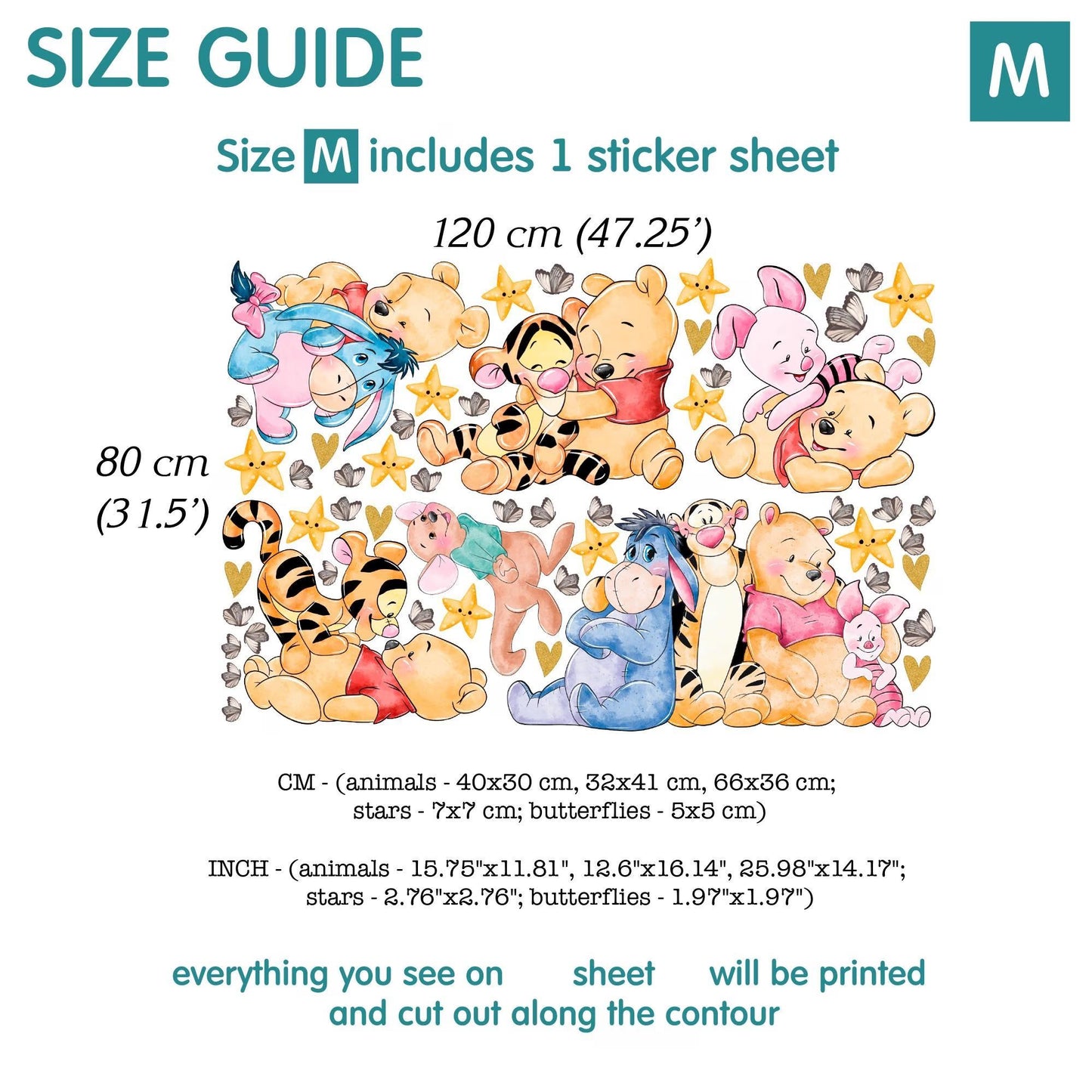 Winnie Pooh Friends Wall Decal 11.6