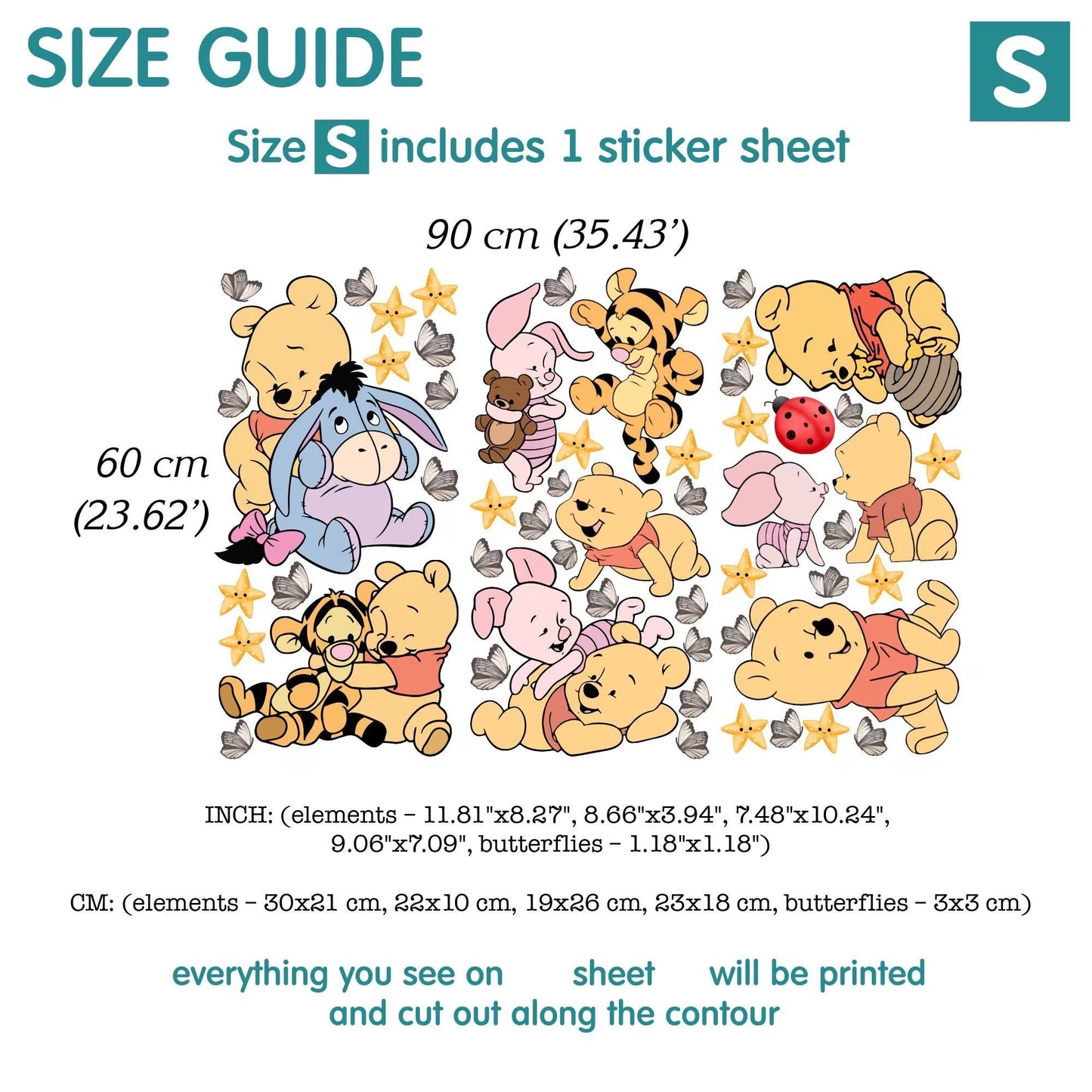 Winnie Pooh Friends Wall Decal 11.8